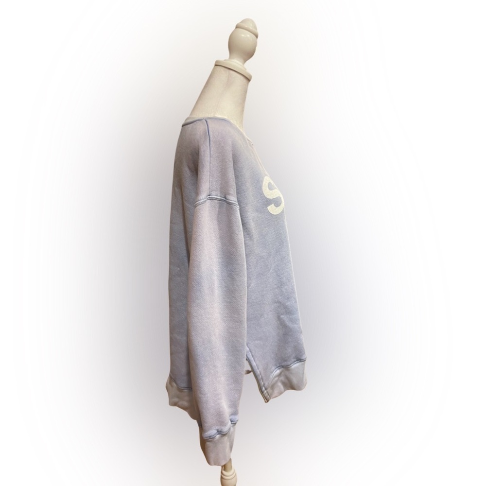 Sundry x Soulcycle SOUL Sweatshirt Zipper Sides Faded Overdye Blue Medium - Picture 6 of 8